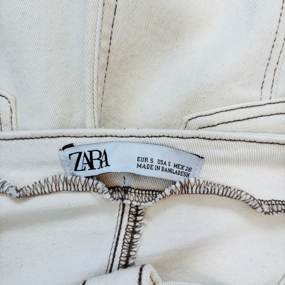 Zara Bodycon Overall Sleeveless corset Black Button Front Off White Denim Dress - Picture 10 of 16